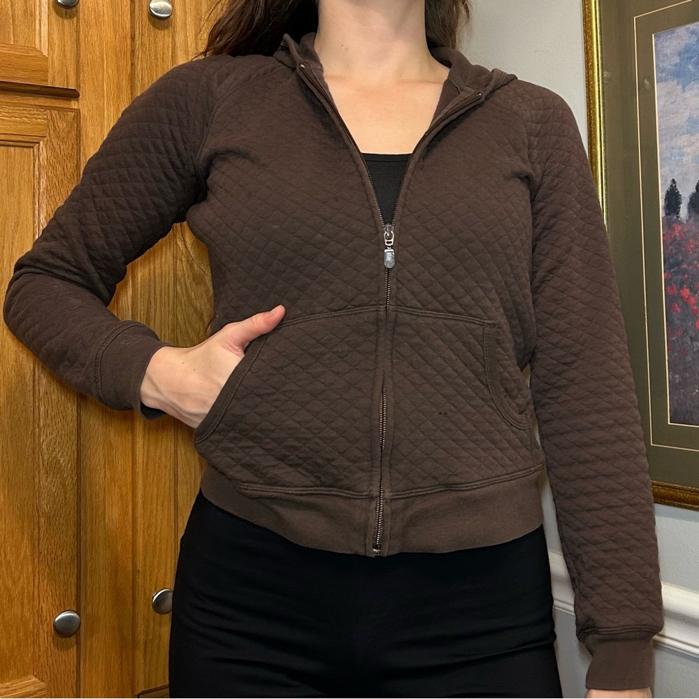 Brown Sweatshirt - Quilted Pattern - Y2K Vintage